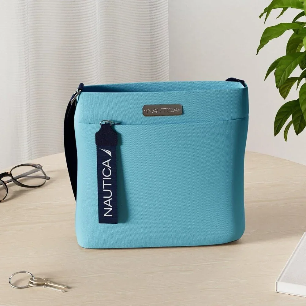 Women's Scuba Blue Nylon Crossbody Bag Purse with Adjustable Shoulder Strap